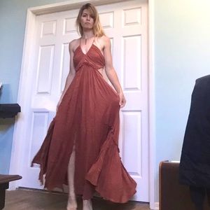Free People Rusty Rose Romantic Bohemian Boho Summer Dress Sz S sexy open back